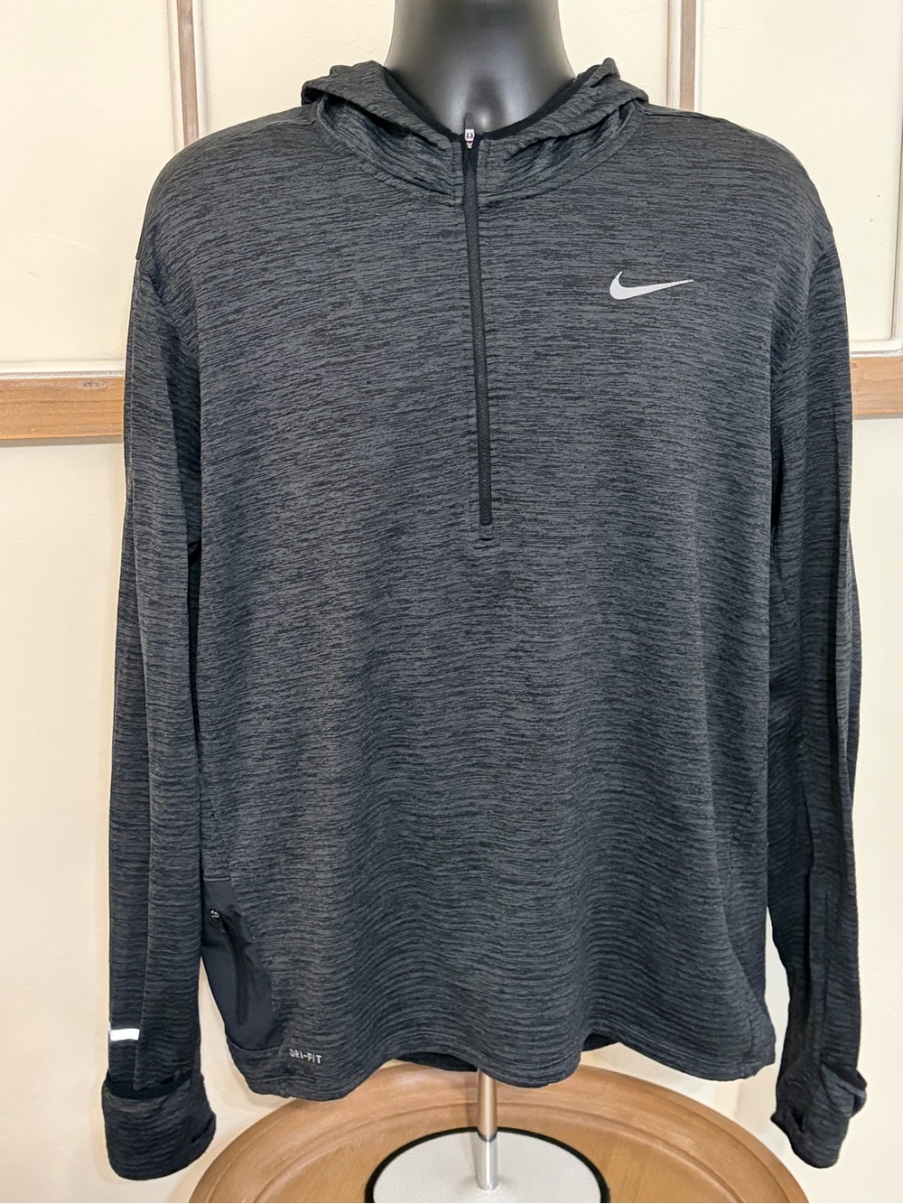Nike Men’s Dark Gray Heather Dri-FIT Half-Zip Hoodie Jacket